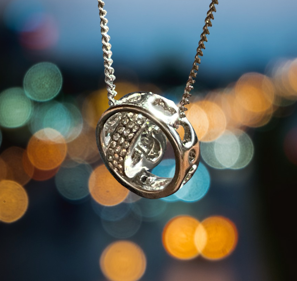 Heart Sparkle inside Ring pendant Necklace