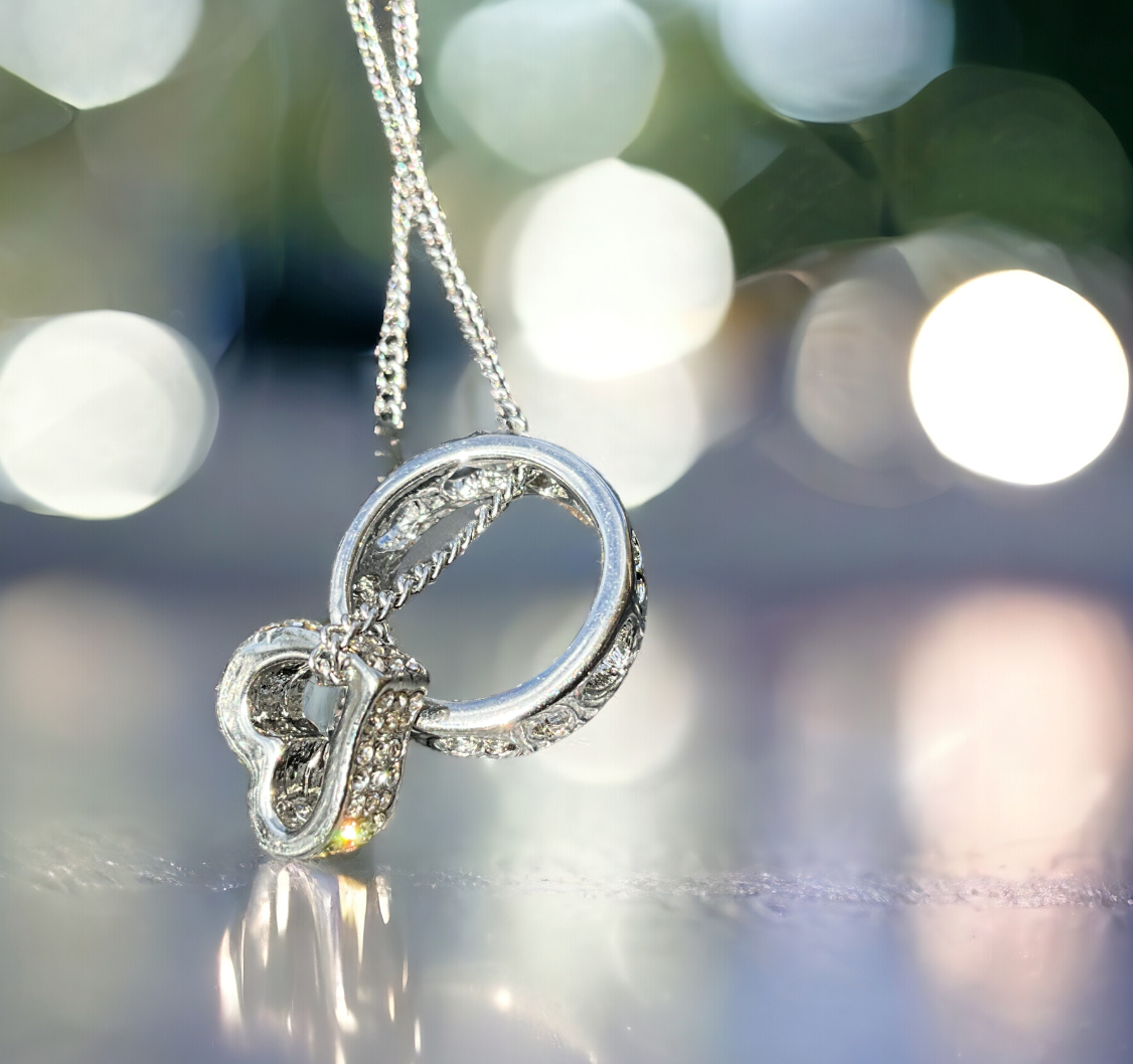Heart Sparkle inside Ring pendant Necklace